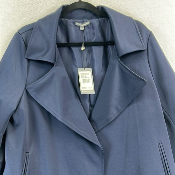 Adrianna Papell Open Front Trench Jacket Sz L Navy 100% Polyester New With Tags - Picture 3 of 13